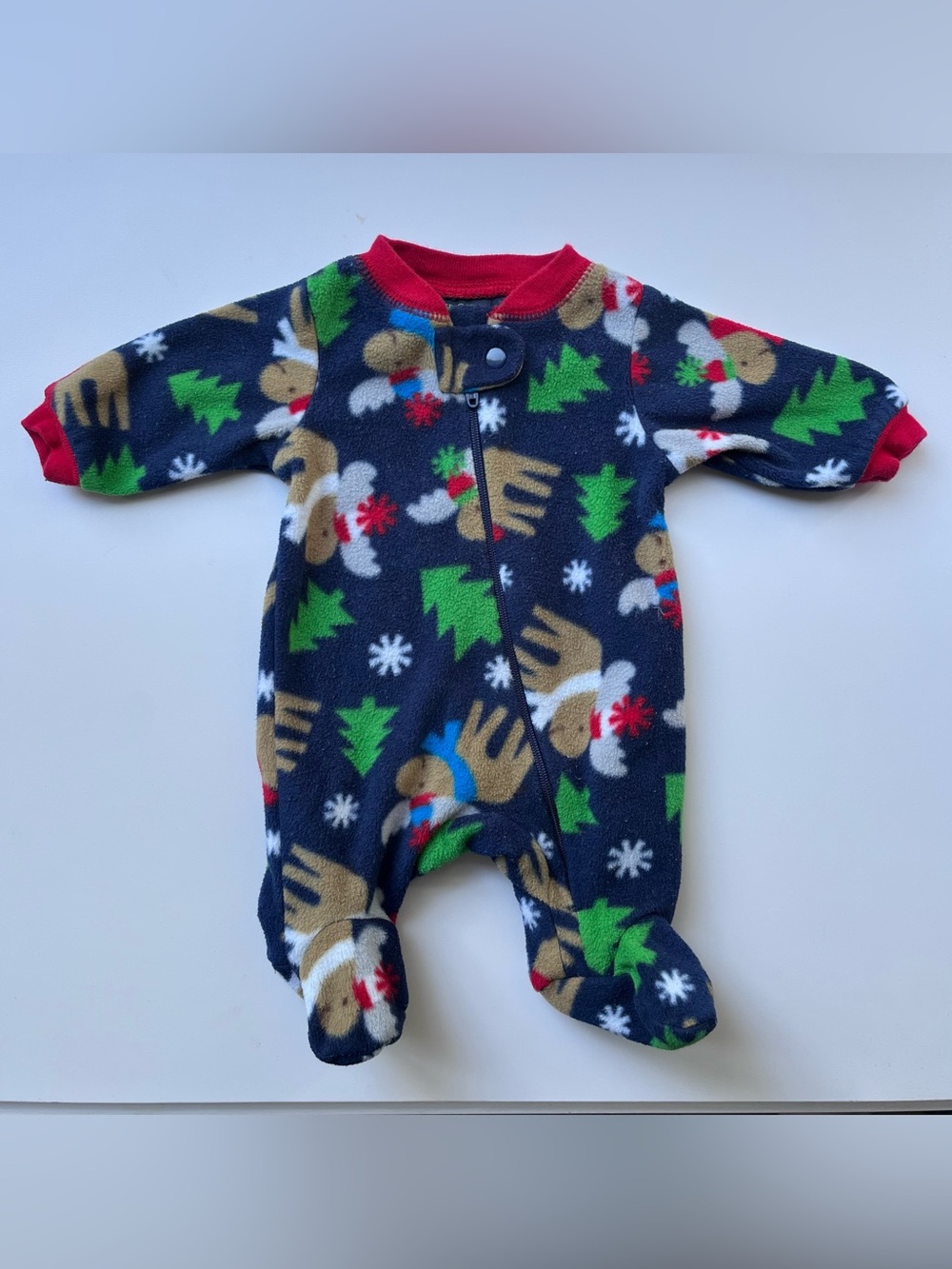 3/$10 FADED GLORY Baby unisex Christmas fleece pyjamas preemie